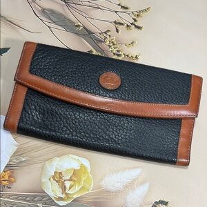 🦆 DOONEY & BOURKE AWL TRIFOLD BLACK AND BROWN LEATHER CLUTCH VINTAGE SLIM WALLET
